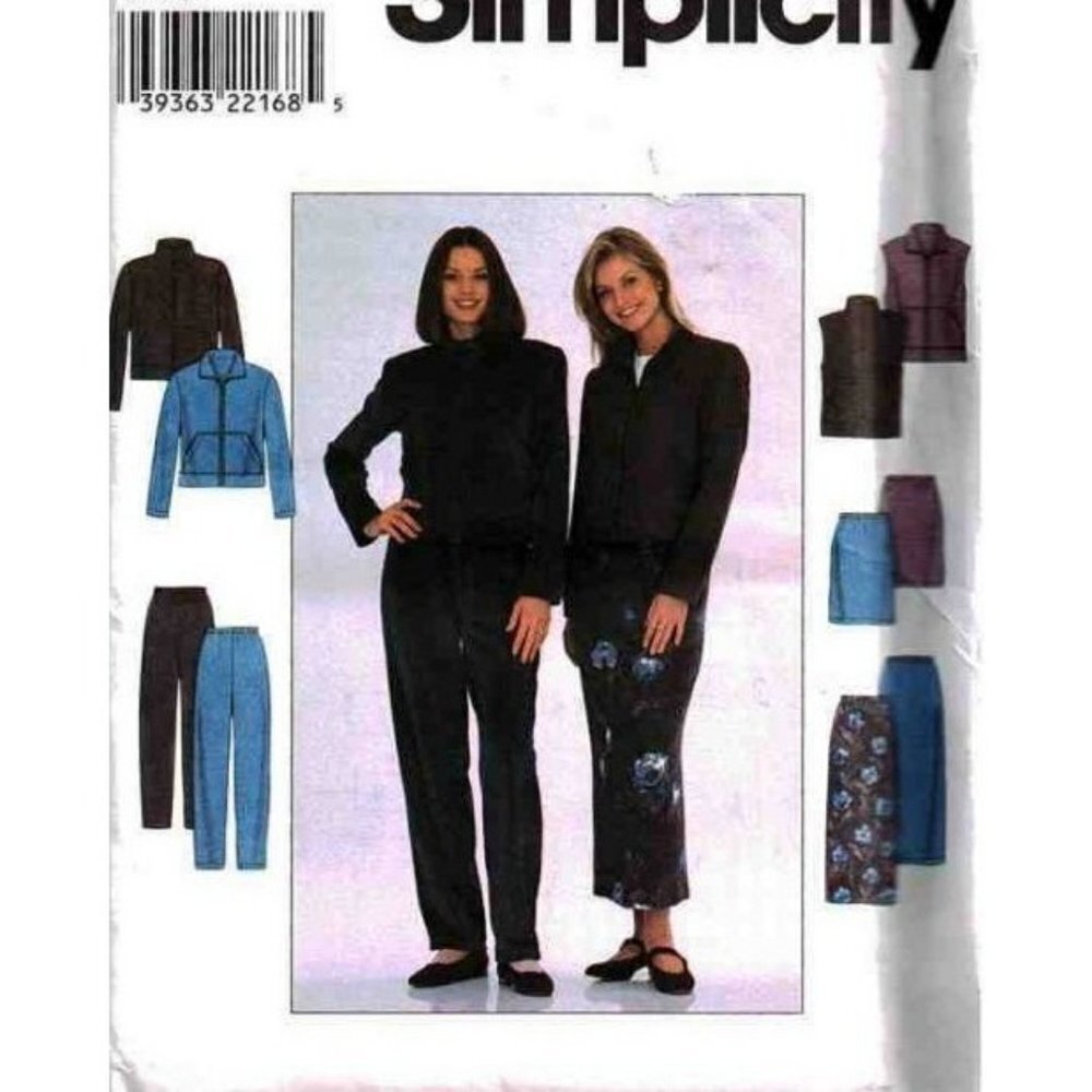 Simplicity Sewing Pattern 8398 Jacket‎ Vest Skirt Pants Womens Size 8-12